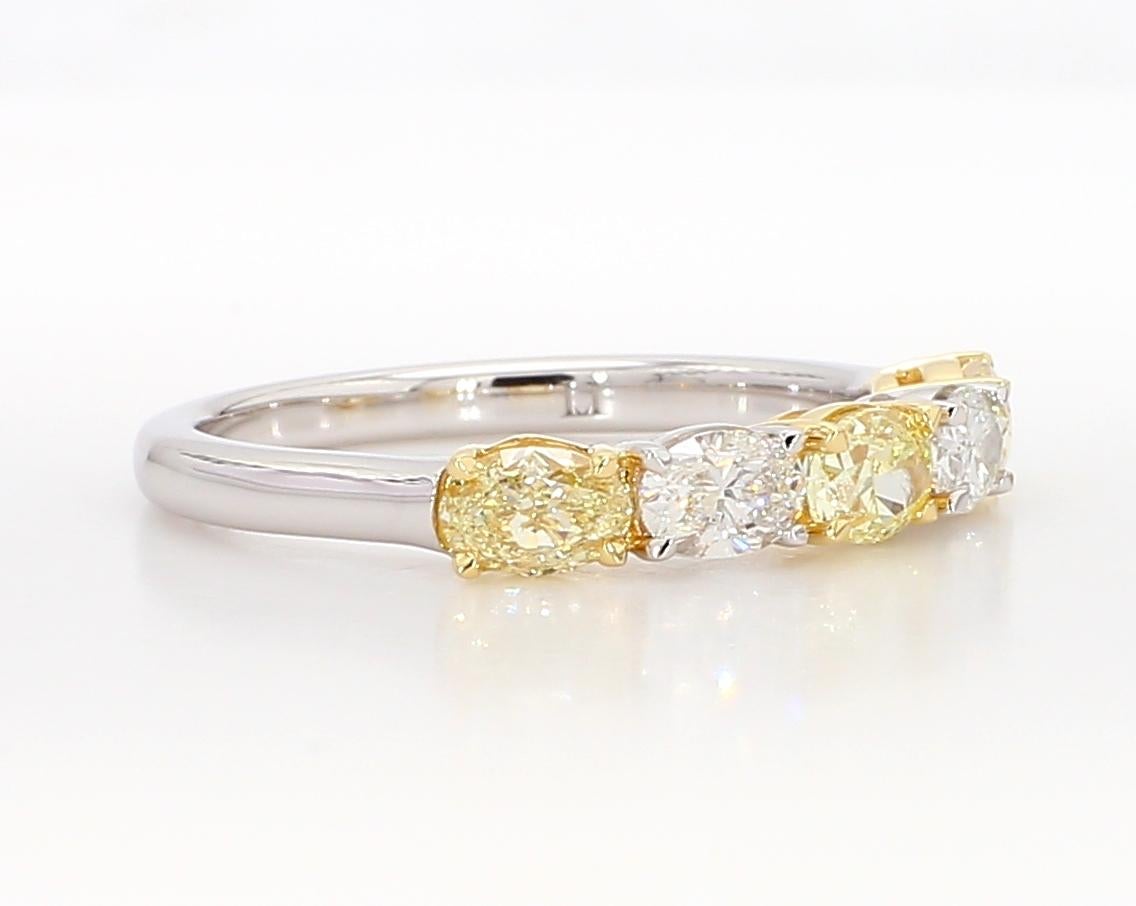 Natural Yellow Oval and White Diamond 1.17 Carat TW Gold Wedding Band In New Condition For Sale In New York, NY
