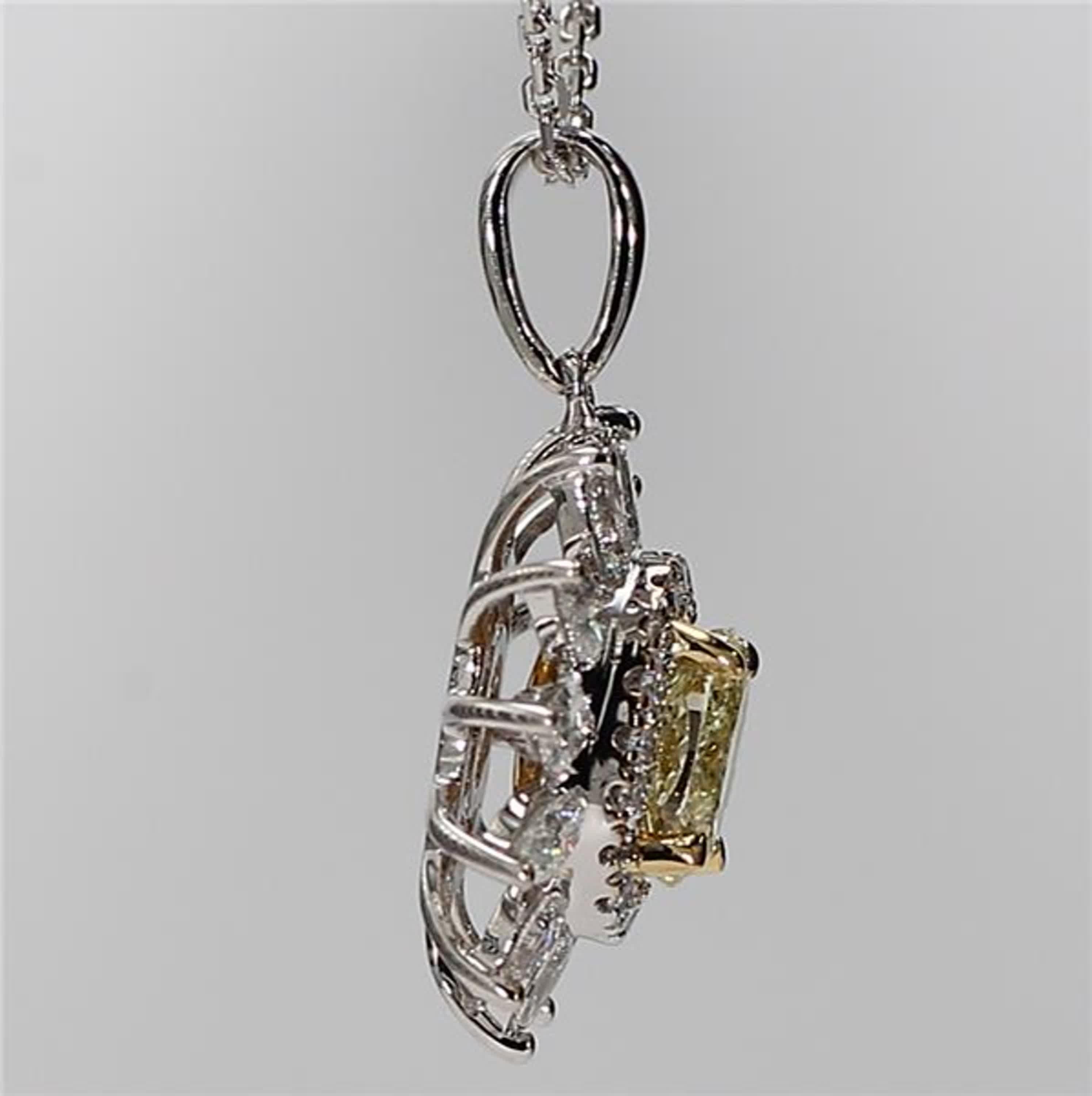 Women's Natural Yellow Oval and White Diamond 1.46 Carat TW Gold Drop Pendant For Sale