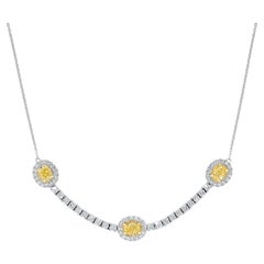 Collier en goutte en or jaune naturel avec diamants ovales et blancs de 2.23 carats poids total