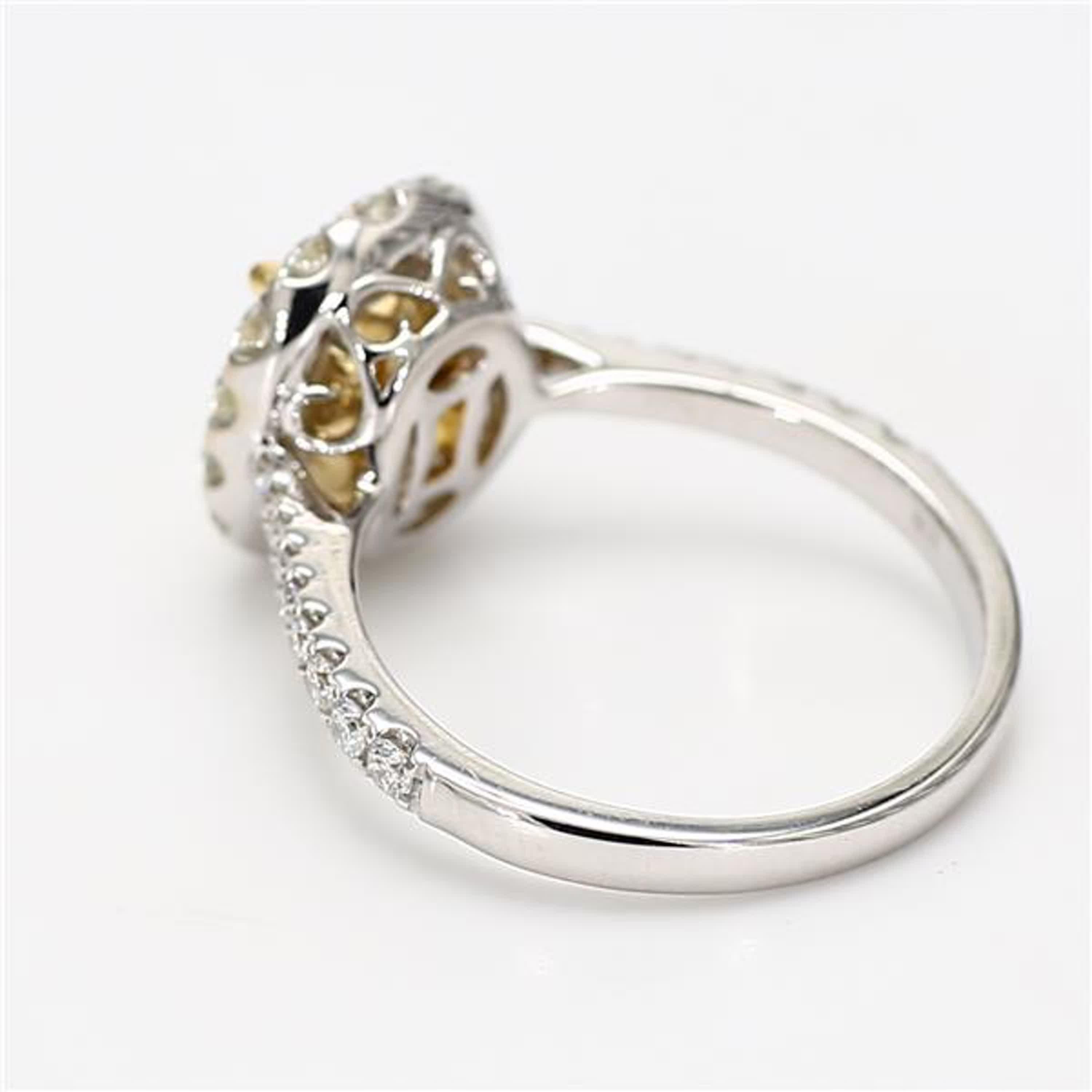 Contemporary Natural Yellow Oval and White Diamond 2.38 Carat TW Gold Cocktail Ring For Sale
