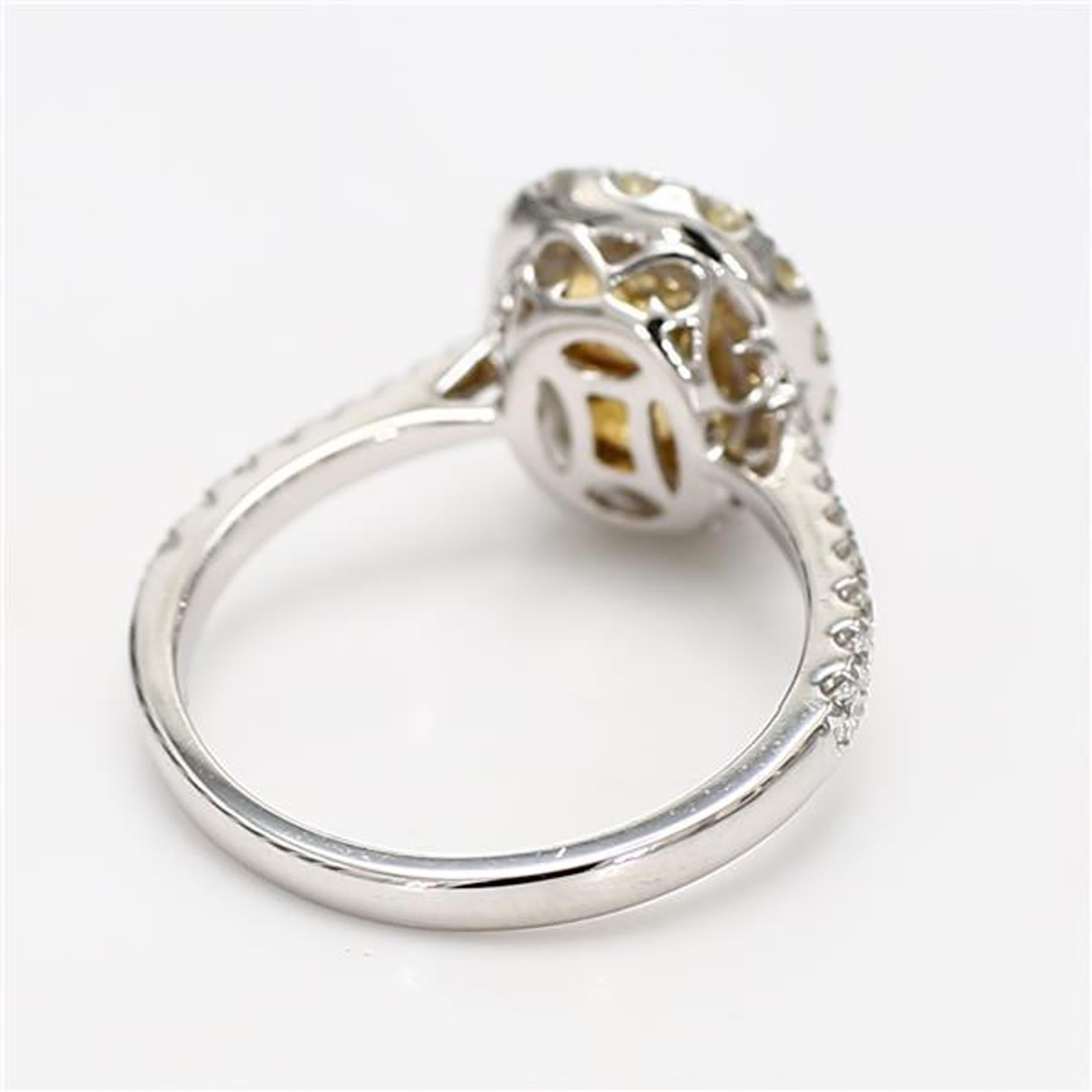 Oval Cut Natural Yellow Oval and White Diamond 2.38 Carat TW Gold Cocktail Ring For Sale