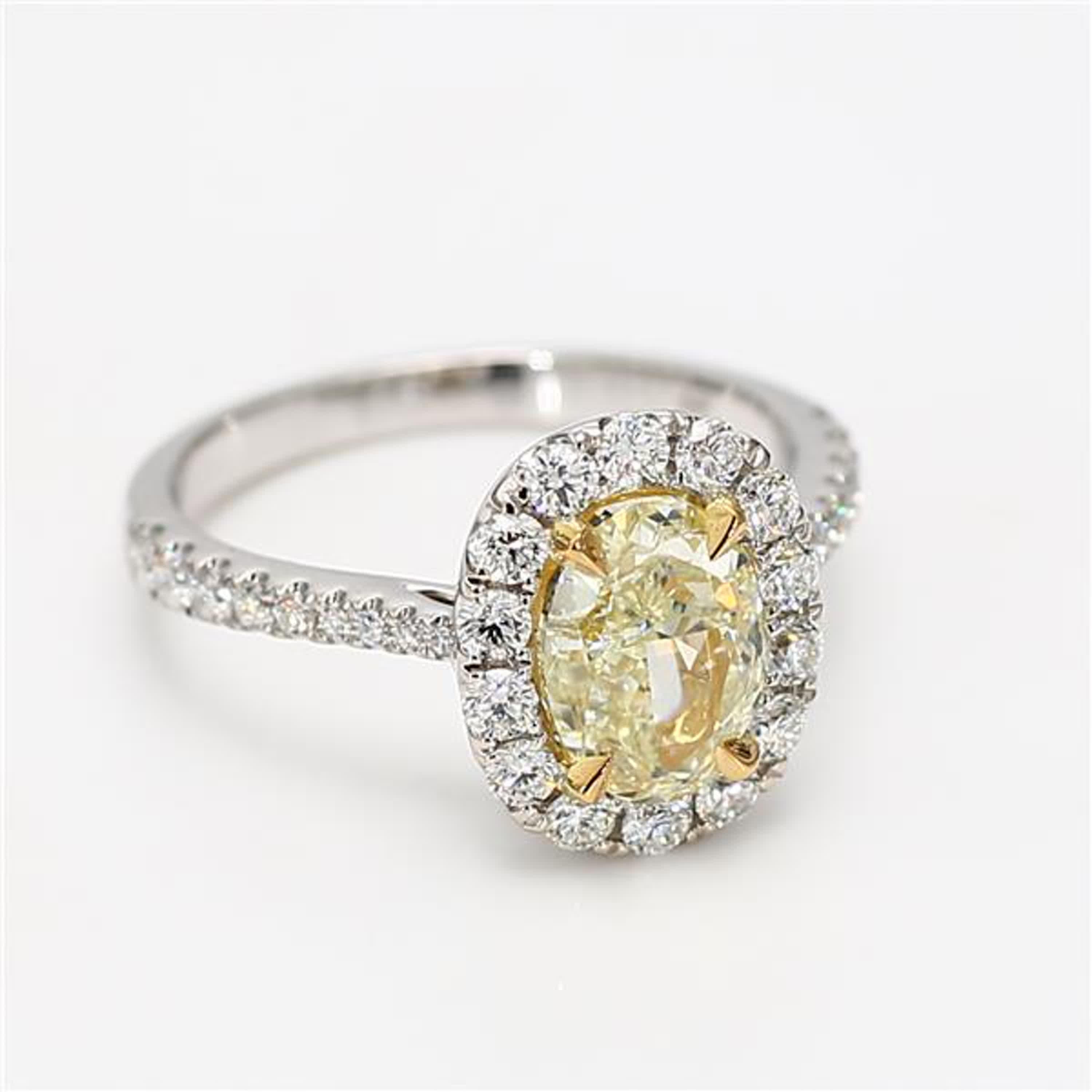 Women's Natural Yellow Oval and White Diamond 2.38 Carat TW Gold Cocktail Ring For Sale
