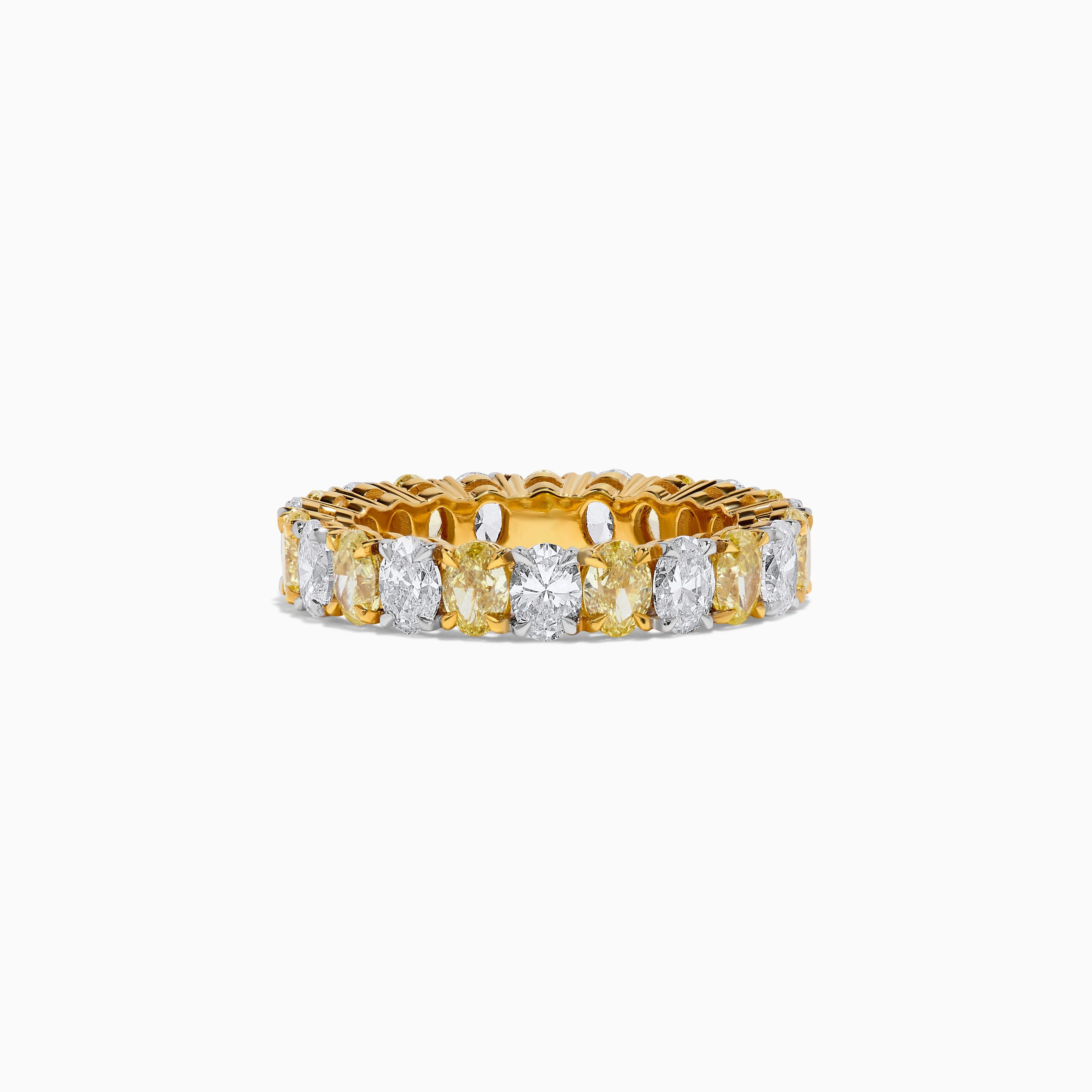 Oval Cut Natural Yellow Oval and White Diamond 4.32 Carat TW Gold Eternity Band For Sale