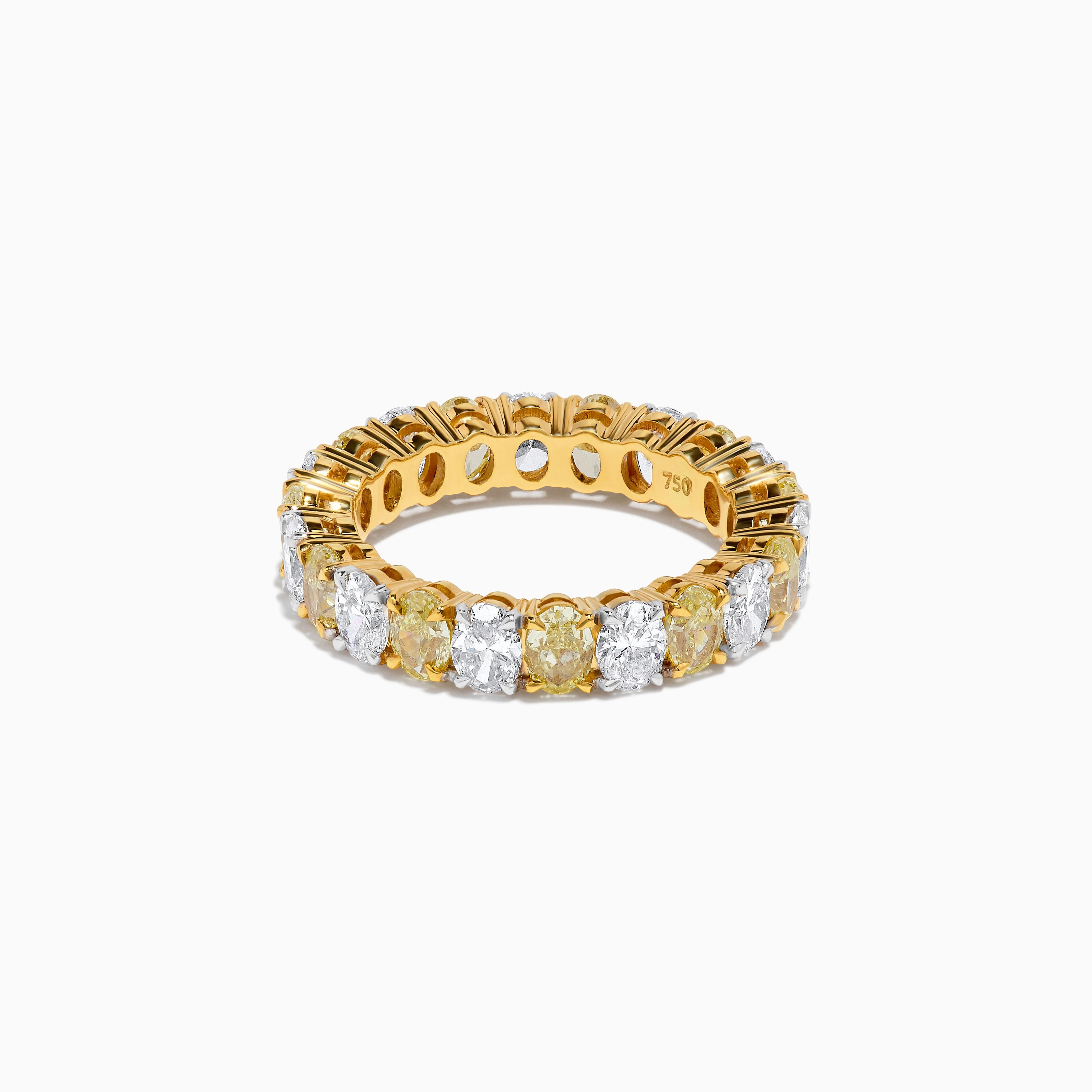 Natural Yellow Oval and White Diamond 4.32 Carat TW Gold Eternity Band For Sale