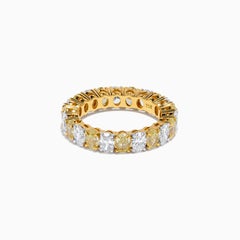 Natural Yellow Oval and White Diamond 4.32 Carat TW Gold Eternity Band