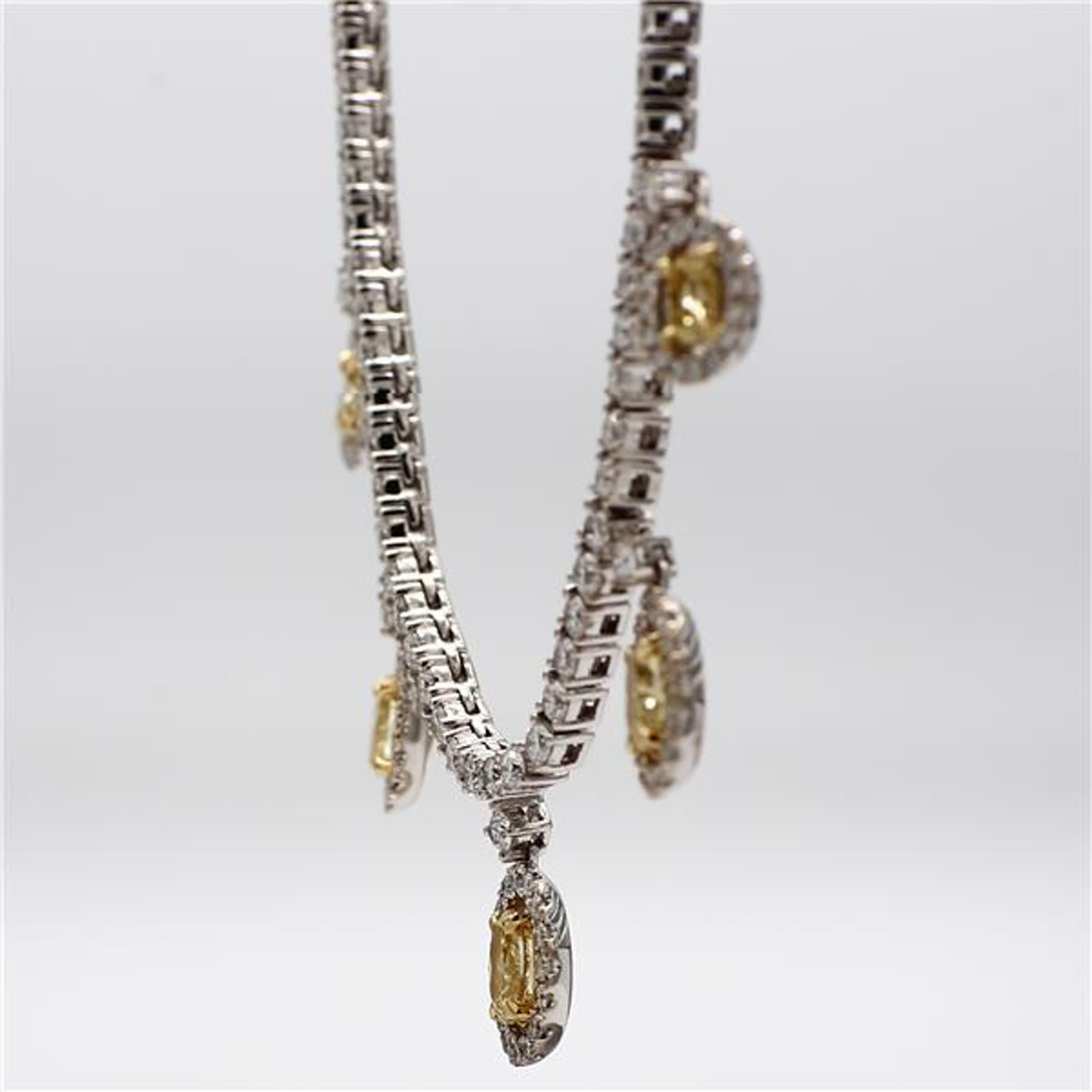 Contemporary Natural Yellow Oval and White Diamond 4.33 Carat TW Gold Drop Necklace