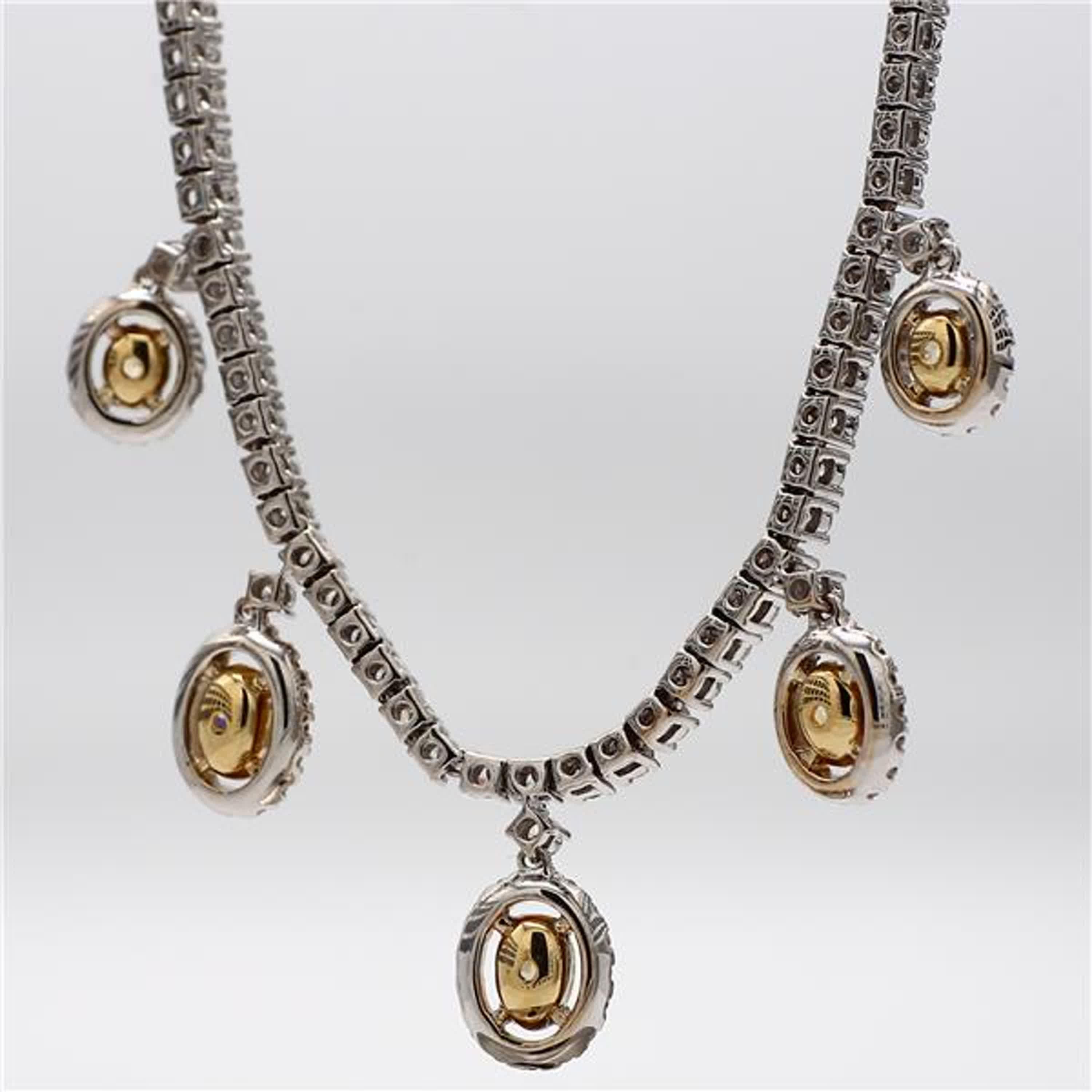 Natural Yellow Oval and White Diamond 4.33 Carat TW Gold Drop Necklace In New Condition In New York, NY