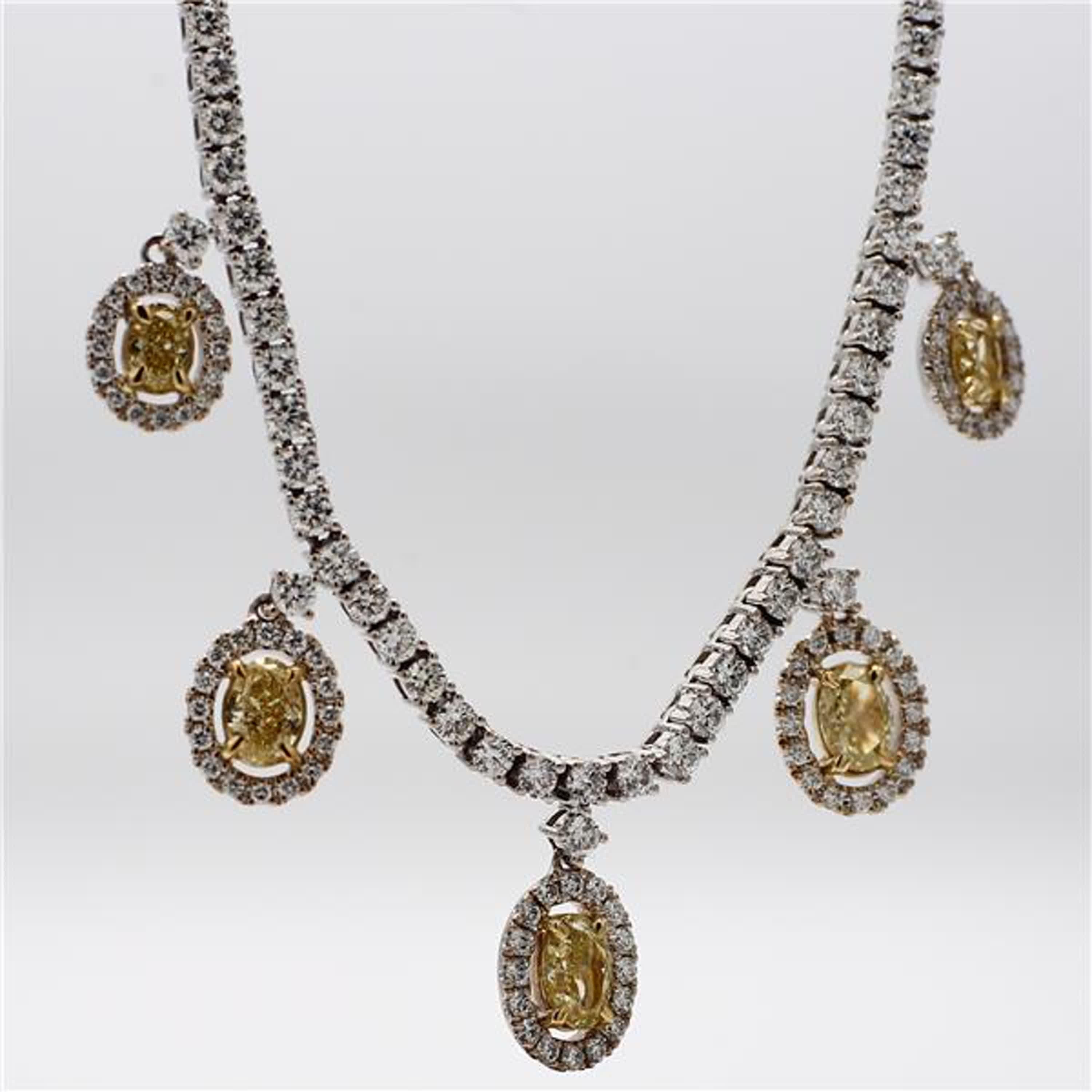 Natural Yellow Oval and White Diamond 4.33 Carat TW Gold Drop Necklace 1