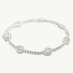 Natural Yellow Oval and White Diamond 4.62 Carat TW Gold Bracelet