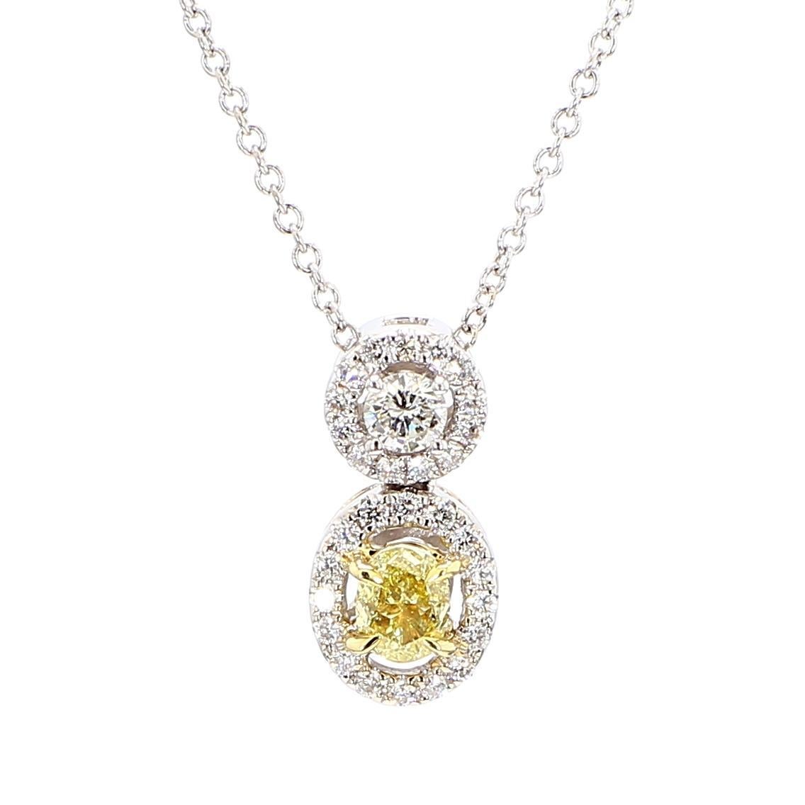 Contemporaneo Ciondolo a goccia in oro con diamante ovale giallo naturale da 0.38 carati TW in vendita