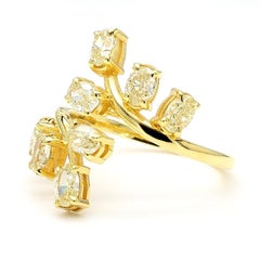 Natural Yellow Oval Diamond 1.45 Carat TW Gold Cocktail Ring