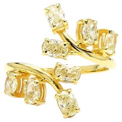 Natural Yellow Oval Diamond 1.45 Carat TW Gold Cocktail Ring