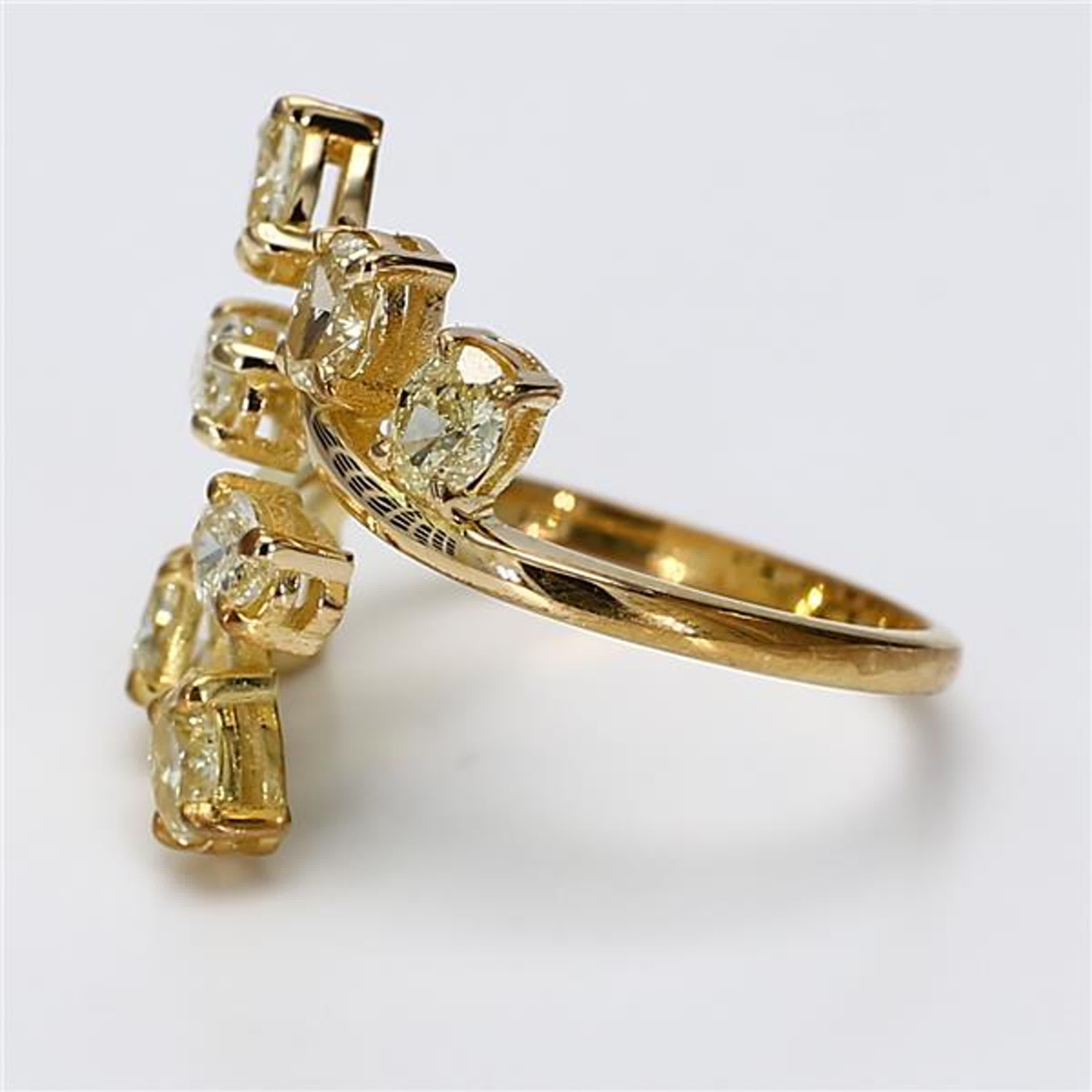 Contemporary Natural Yellow Oval Diamond 1.45 Carat TW Yellow Gold Cocktail Ring