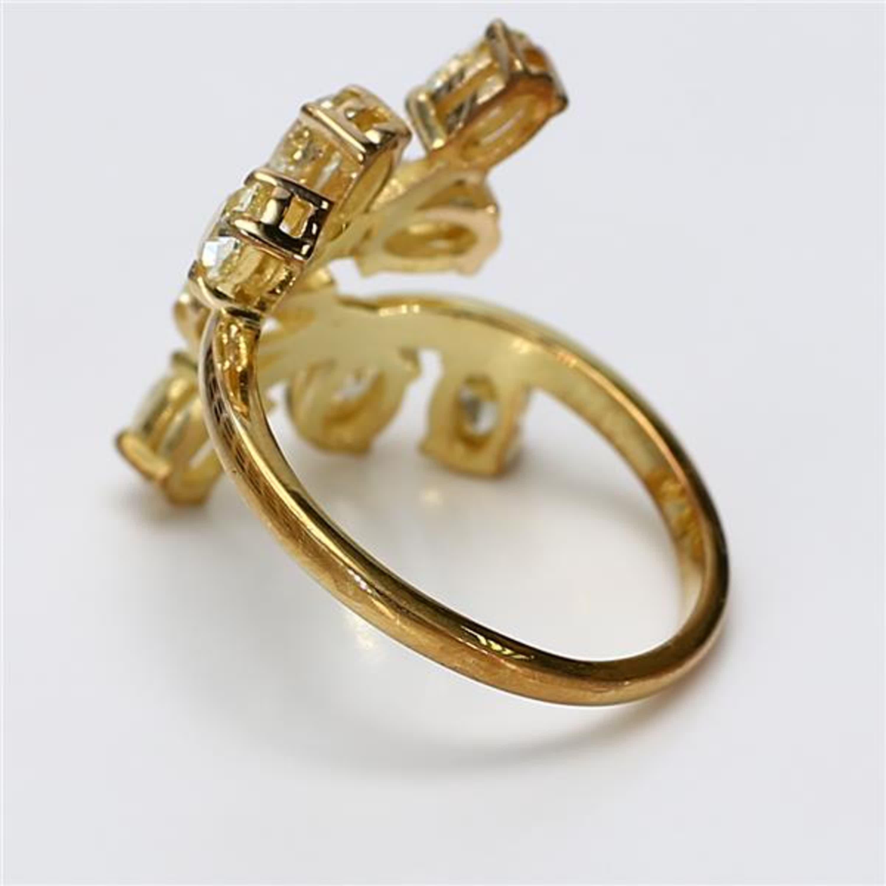 Oval Cut Natural Yellow Oval Diamond 1.45 Carat TW Yellow Gold Cocktail Ring
