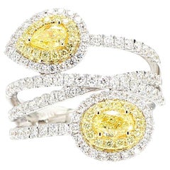 Natürlicher gelber ovaler Diamant 1,51 Karat Tw Gold Cocktail-Ring