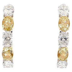 Natürlicher gelber ovaler Diamant 2.13 Karat TW Gold Creolen