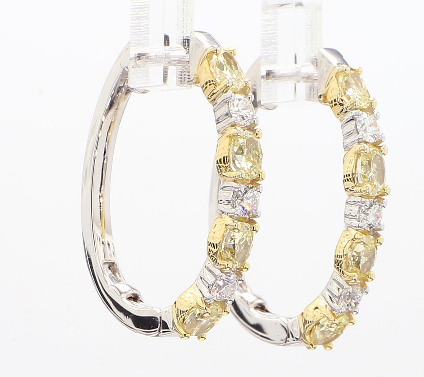Créoles en or jaune naturel ovale de 2,40 carats poids total en vente 2