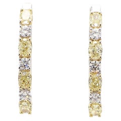 Natürlicher gelber ovaler Diamant 2,40 Karat TW Gold Creolen