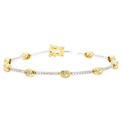 Natural Yellow Oval Diamond 3.68 Carat TW Gold Tennis Bracelet