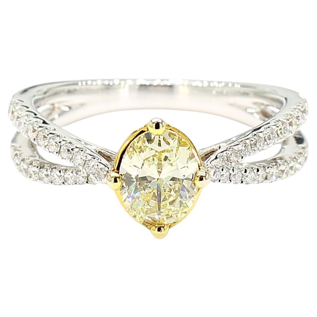Natural Yellow Oval Diamond .99 Carat TW Gold Cocktail Ring