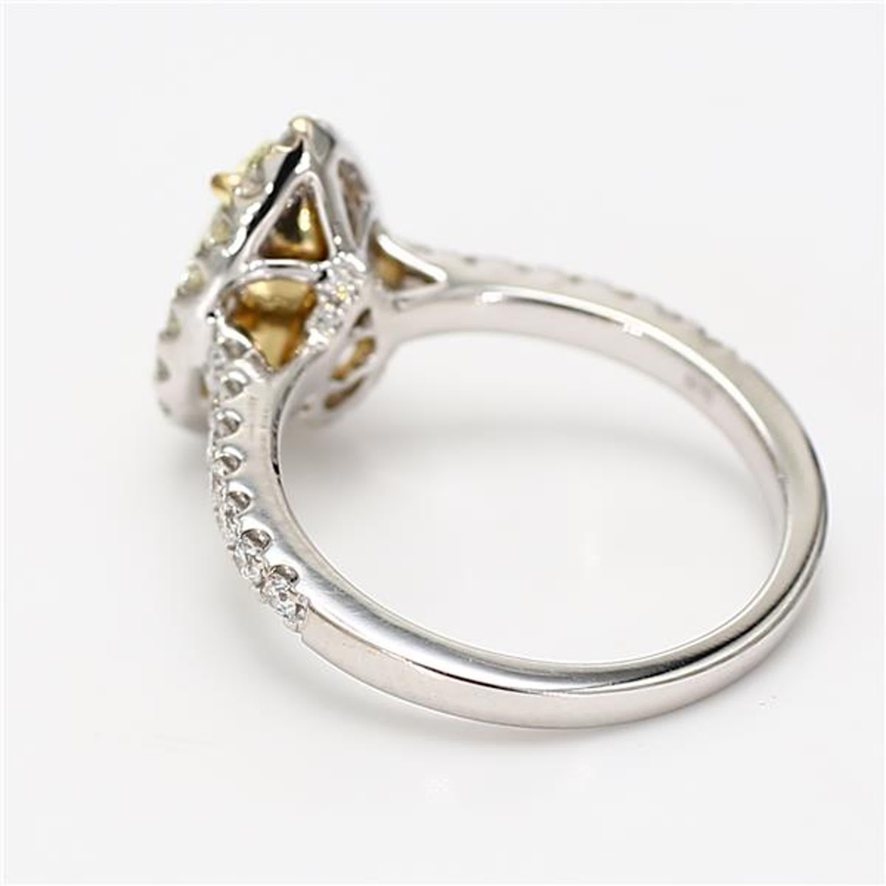 Pear Cut Natural Yellow Pear and White Diamond 2.18 Carat TW Gold Cocktail Ring For Sale