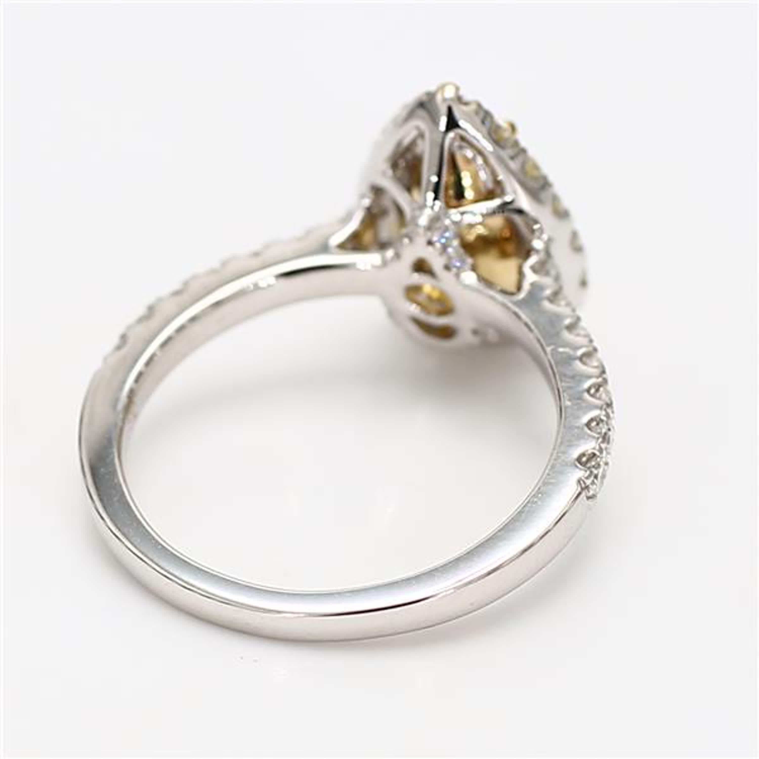 Natural Yellow Pear and White Diamond 2.18 Carat TW Gold Cocktail Ring In New Condition For Sale In New York, NY