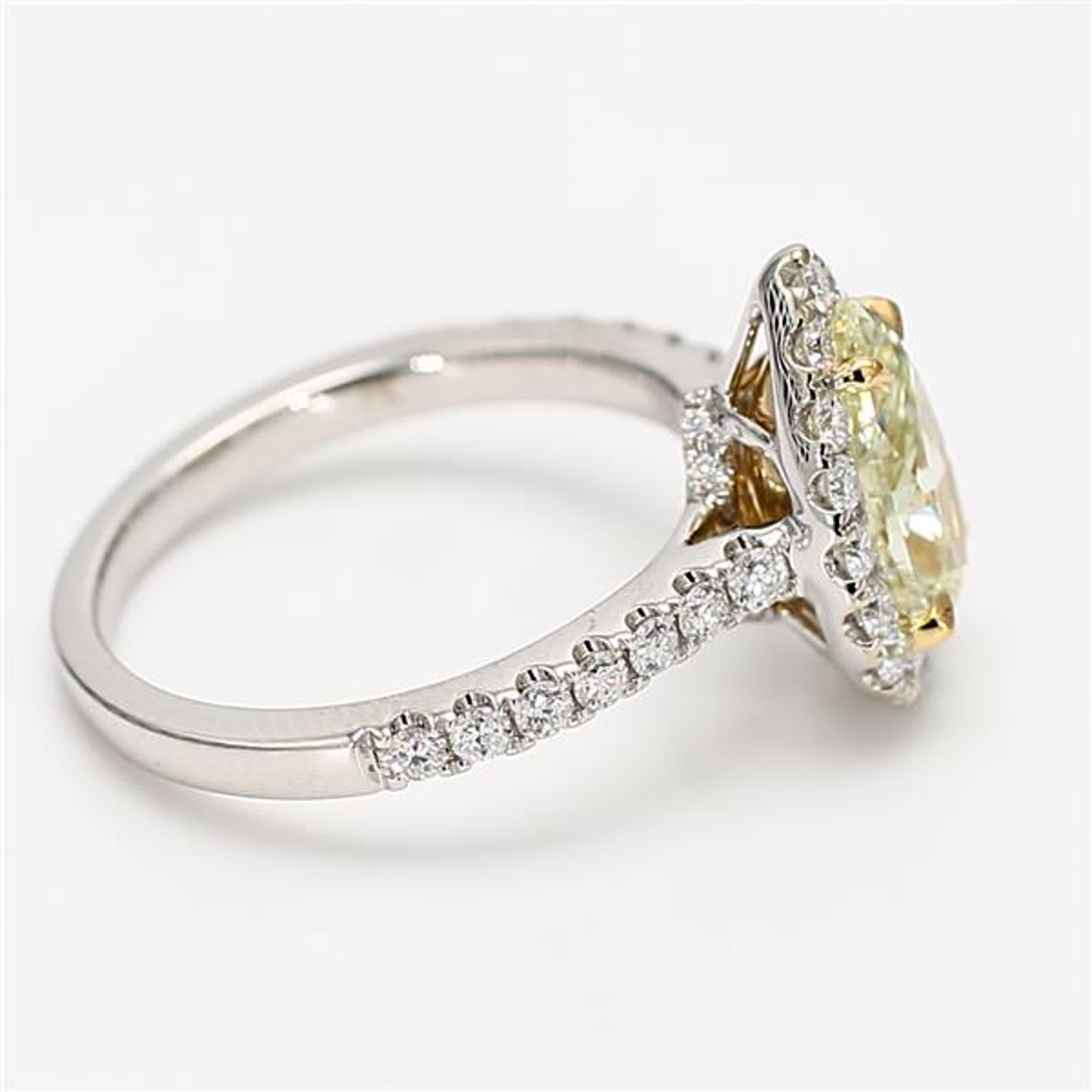 Women's Natural Yellow Pear and White Diamond 2.18 Carat TW Gold Cocktail Ring For Sale