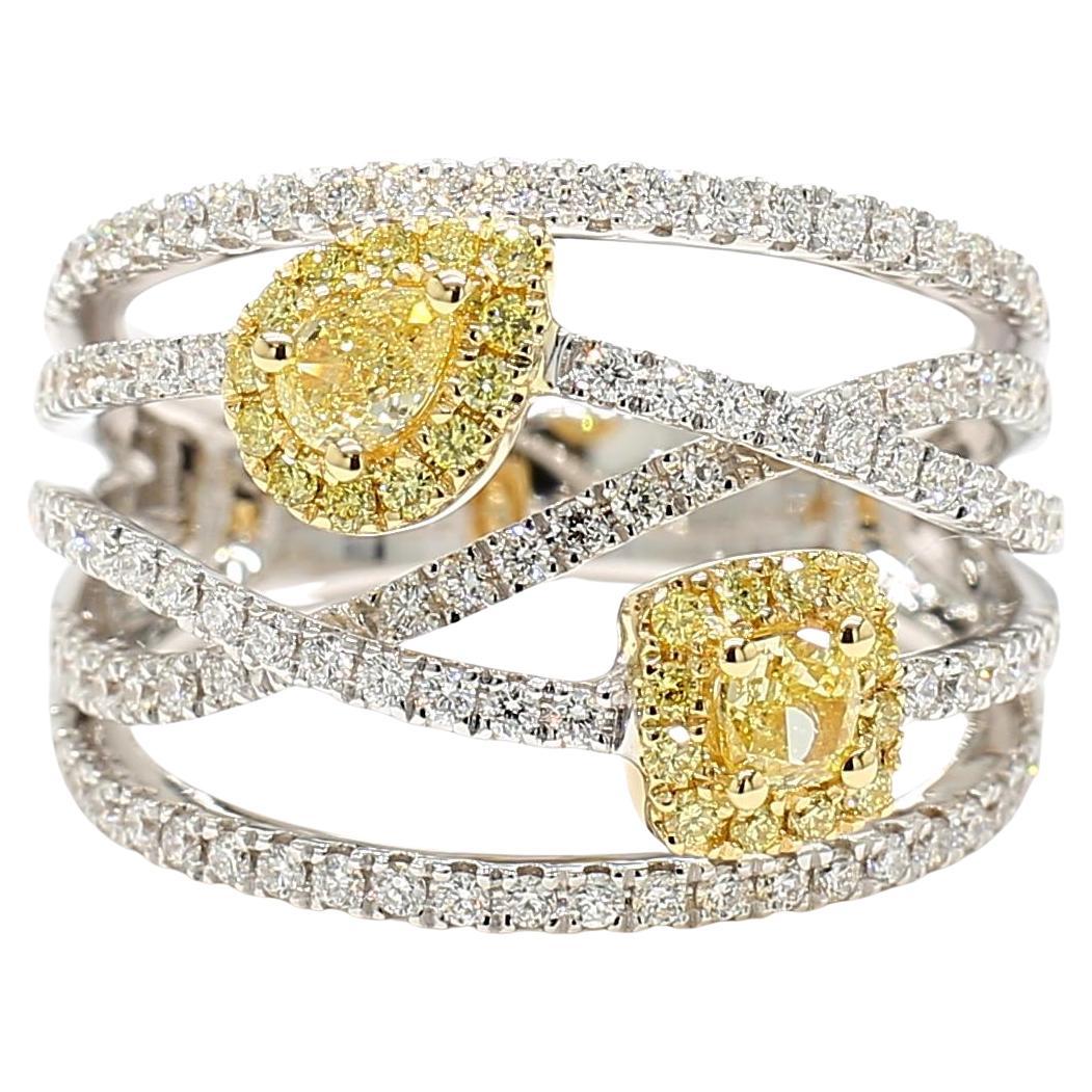 Natürlicher gelber birnenförmiger Diamant 1.16 Karat Tw Gold Cocktail-Ring