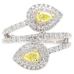 Natural Yellow Pear Diamond 1.21 Carat Tw Gold Cocktail Ring