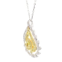 Natural Yellow Pear Diamond 1.28 Carat TW Gold Drop Pendant