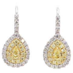 Orecchini a goccia in oro con diamante giallo Nature Pear 1.52 carati Tw
