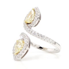 Natural Yellow Pear Diamond 2.15 Carat Tw Gold Cocktail Ring