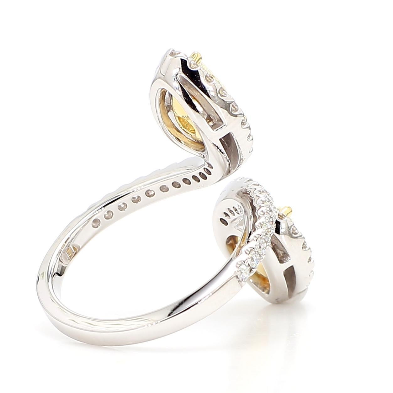 De las mujeres Anillo de cóctel de oro con diamante pera amarillo natural de 2.15 quilates Tw en venta