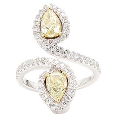 Natural Yellow Pear Diamond 2.15 Carat Tw Gold Cocktail Ring