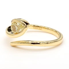 Natural Yellow Pear Diamond .50 Carat TW Yellow Gold Cocktail Ring