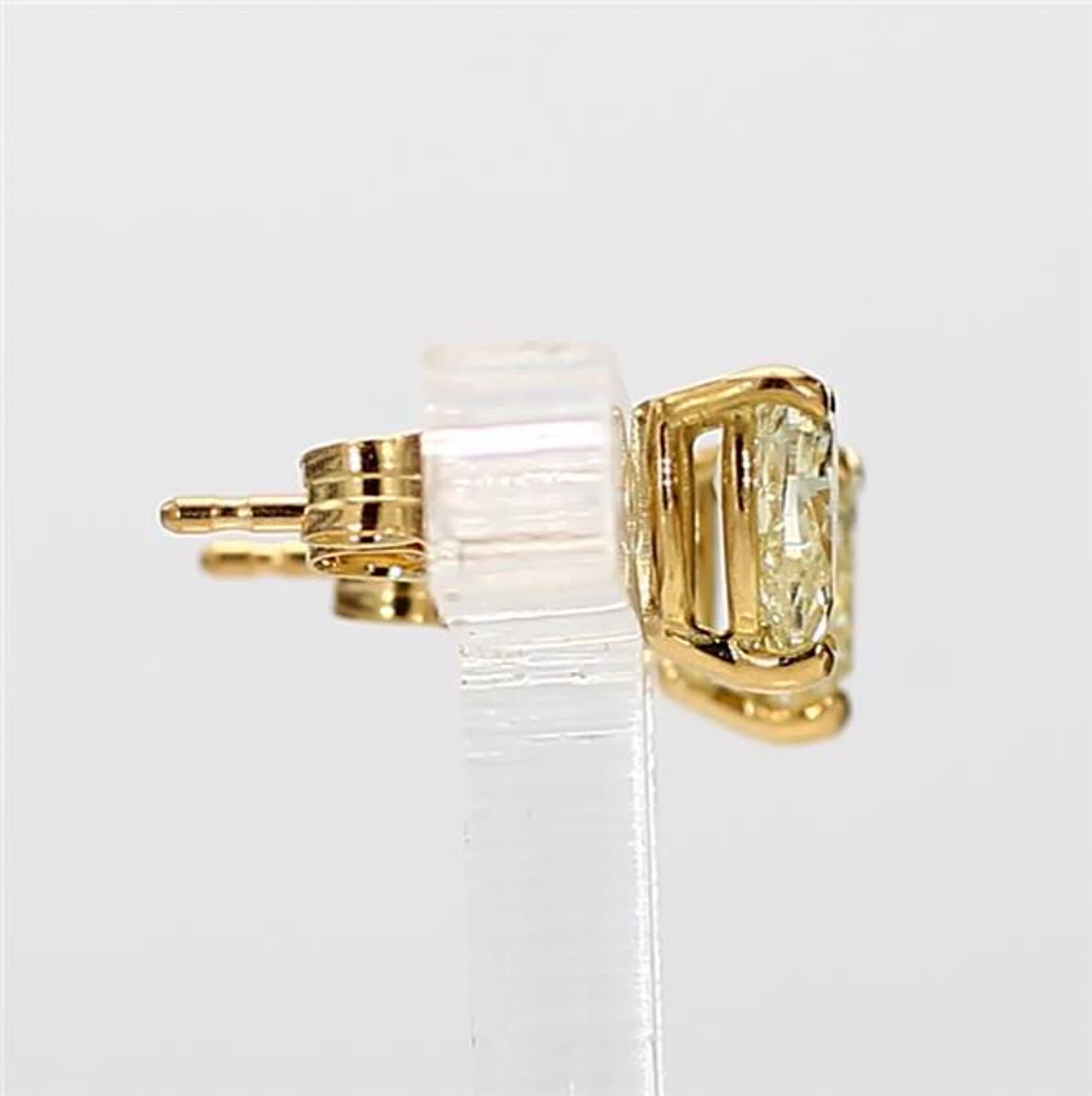 Women's Natural Yellow Pear Diamond .84 Carat TW Yellow Gold Stud Earrings