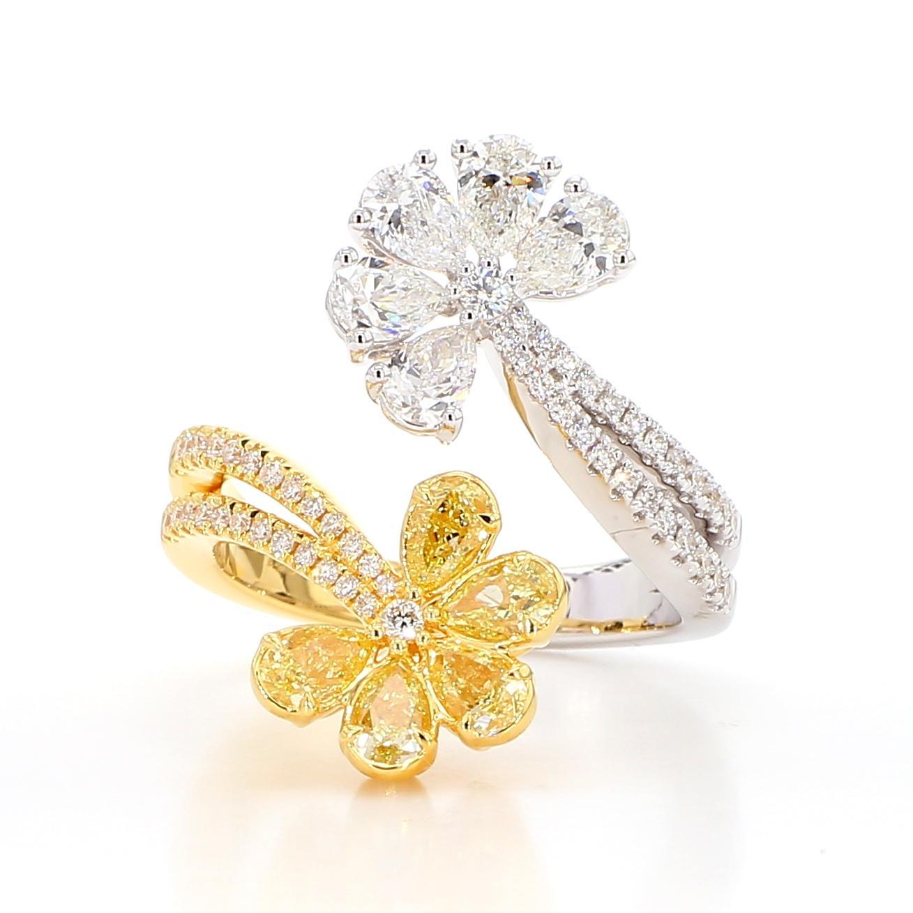 Contemporaneo Anello da cocktail in oro giallo Nature Princess Diamond 2,11 carati TW in vendita