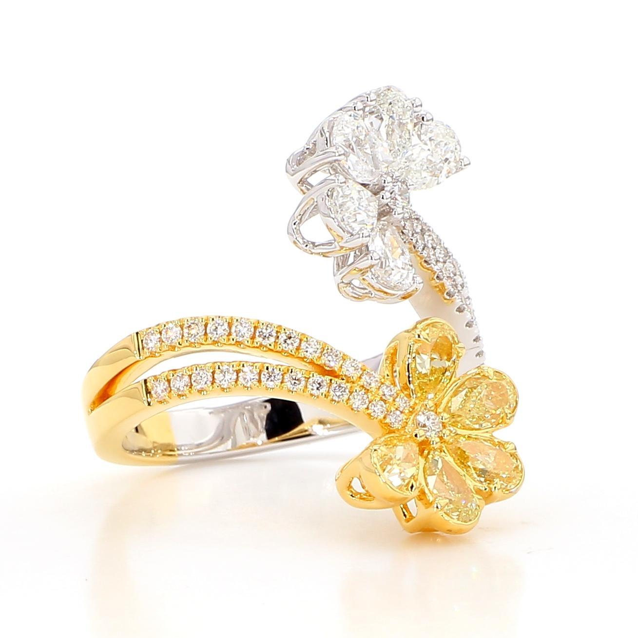 Taglio princess Anello da cocktail in oro giallo Nature Princess Diamond 2,11 carati TW in vendita