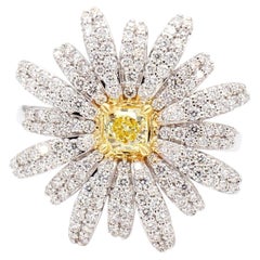 Natürlicher gelber strahlender und weißer Diamant 1.15 Karat TW Gold Cocktail-Ring