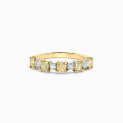 Natural Yellow Radiant and White Diamond 1.26 Carat TW Gold Wedding Band