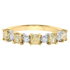 Alianza de boda en oro amarillo radiante natural y diamante blanco de 1.26 quilates TW