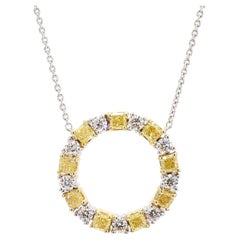 Colgante circular de oro amarillo radiante natural y diamante blanco de 1.47 quilates TW