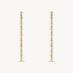Natural Yellow Radiant and White Diamond 2.67 Carat TW Yellow Gold Earrings