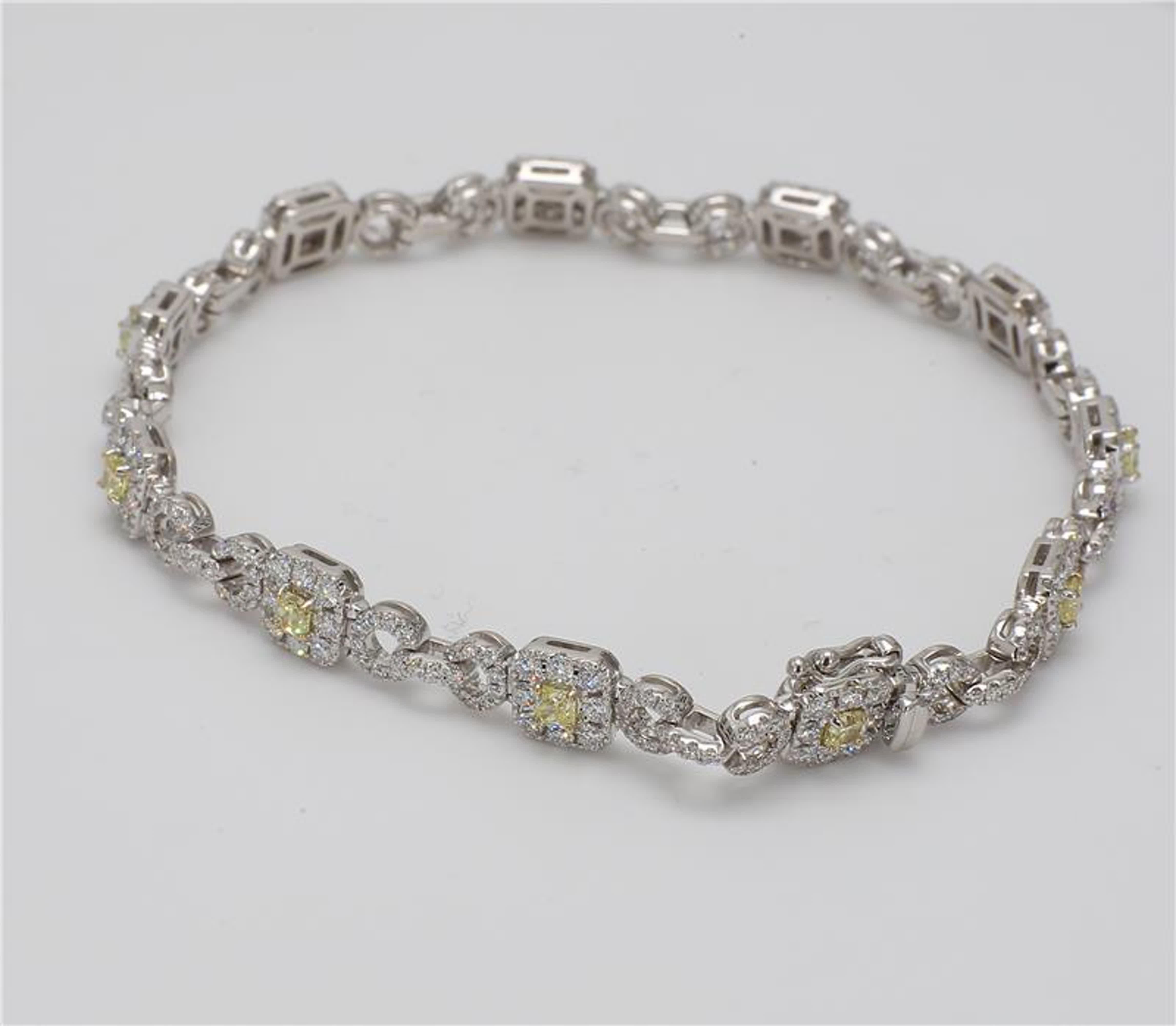 Women's Natural Yellow Radiant and White Diamond 2.76 Carats TW Gold Bracelet