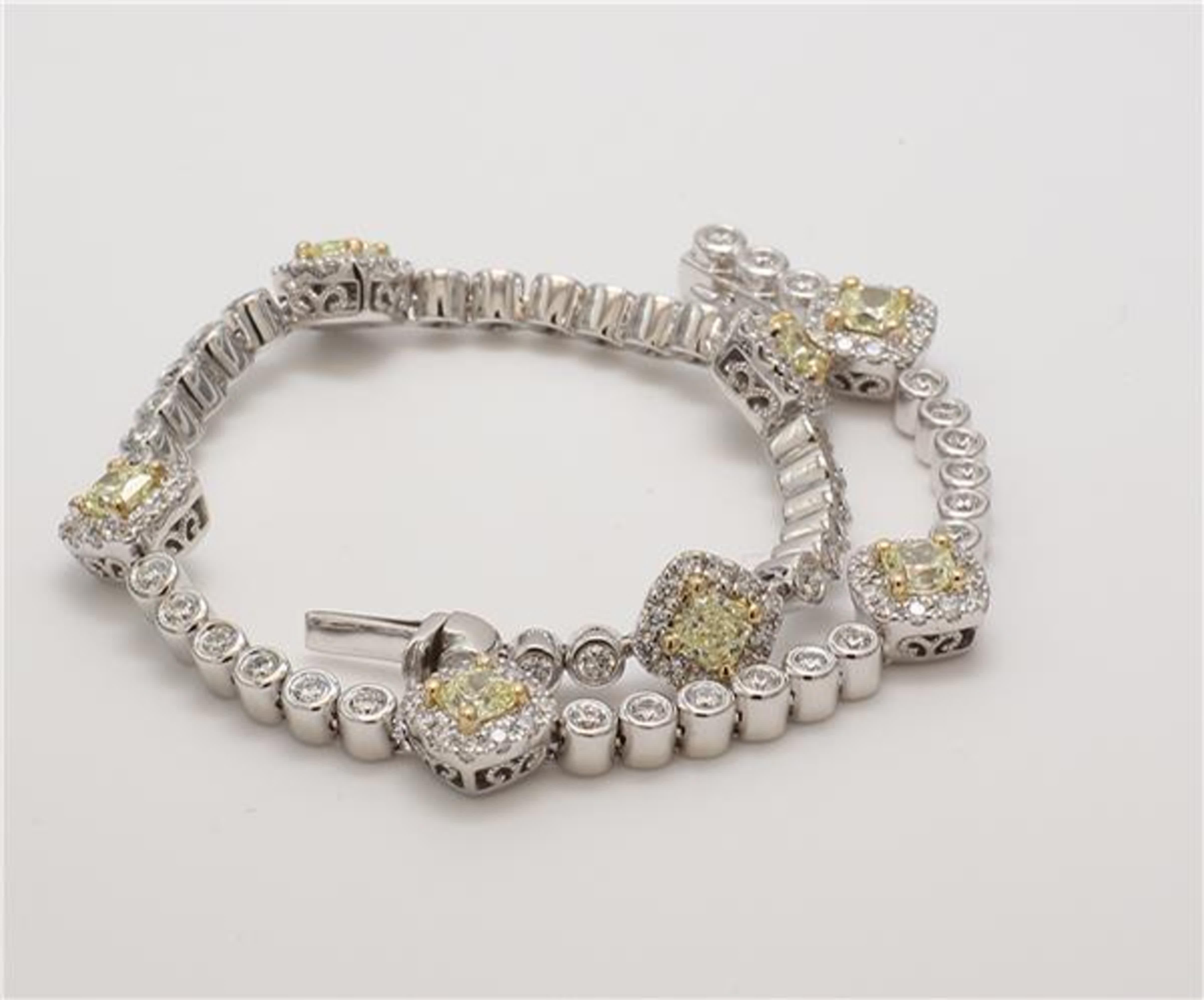 Radiant Cut Natural Yellow Radiant and White Diamond 2.87 Carat TW Gold Bracelet