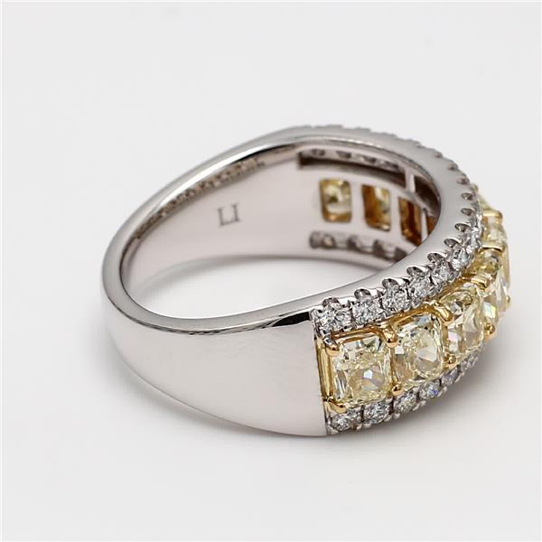 Natural Yellow Radiant and White Diamond 3.38 Carat TW Gold Wedding Band In New Condition For Sale In New York, NY