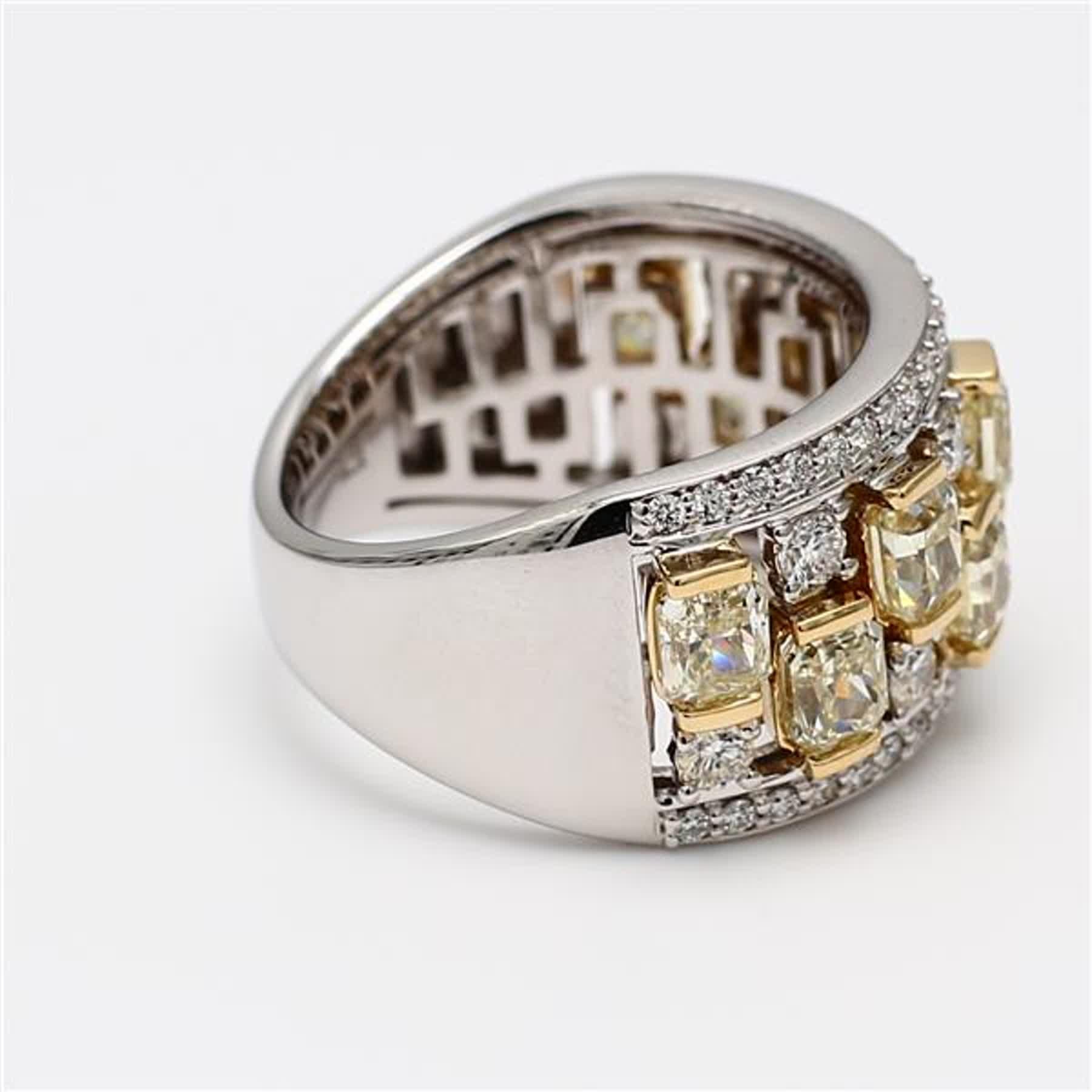 Women's Natural Yellow Radiant and White Diamond 3.63 Carat TW Gold Wedding Band For Sale