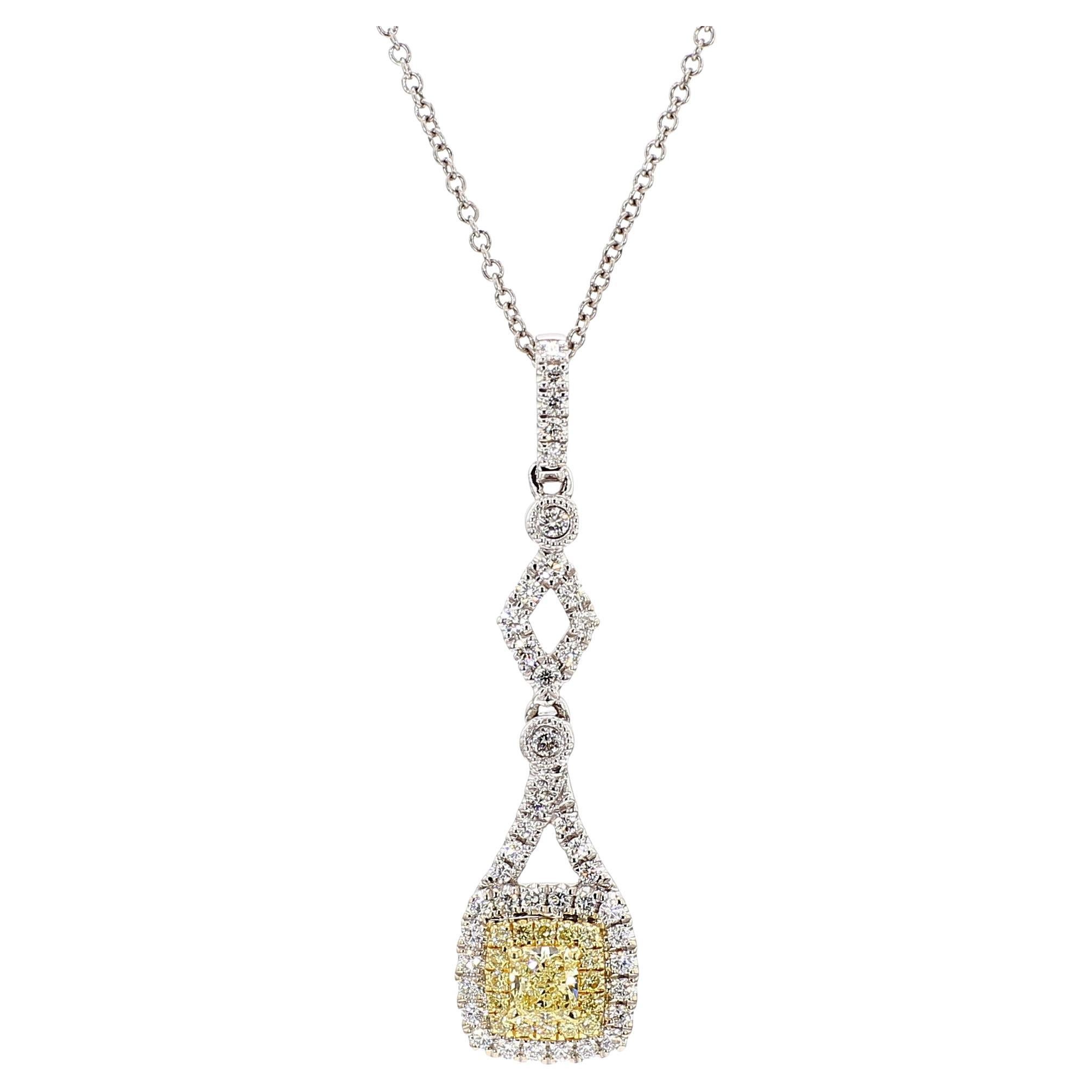 Pendentif en or jaune radiant et diamant blanc de 54 carat TW
