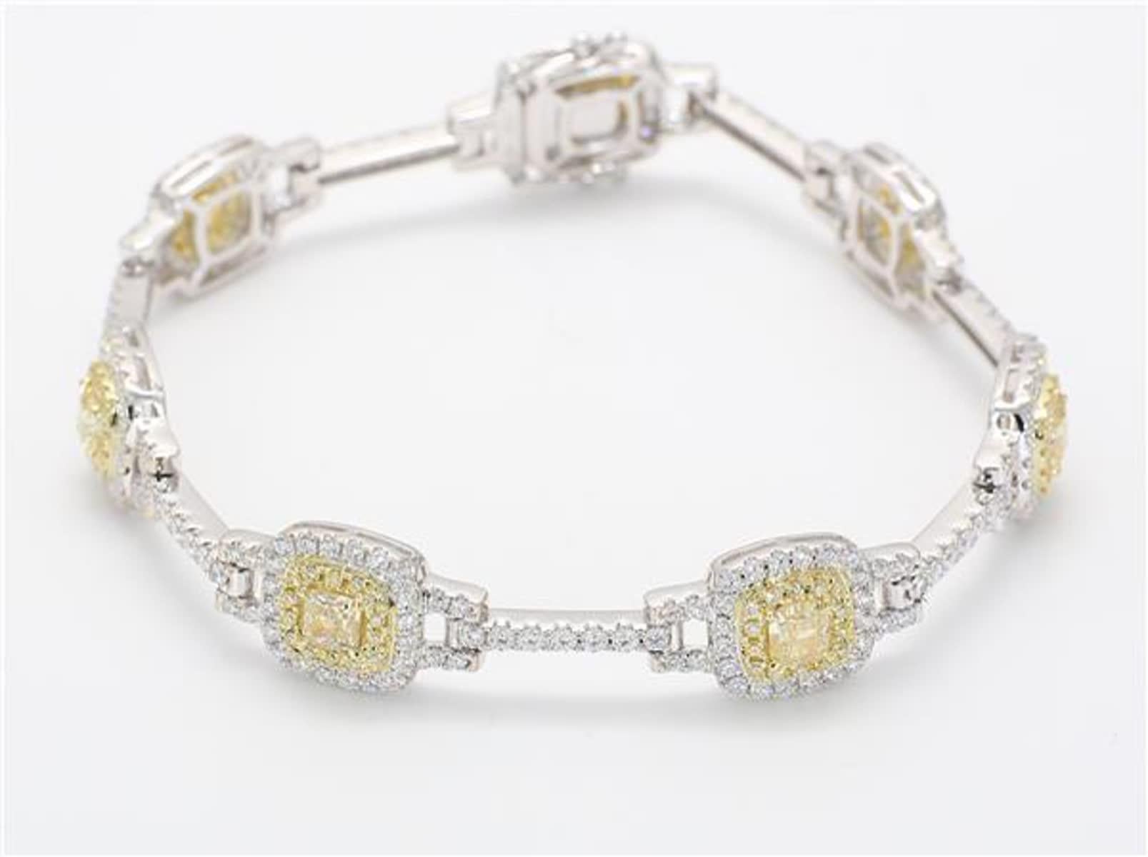 Natural Yellow Radiant and White Diamond 5.48 Carat TW Gold Bracelet In New Condition In New York, NY