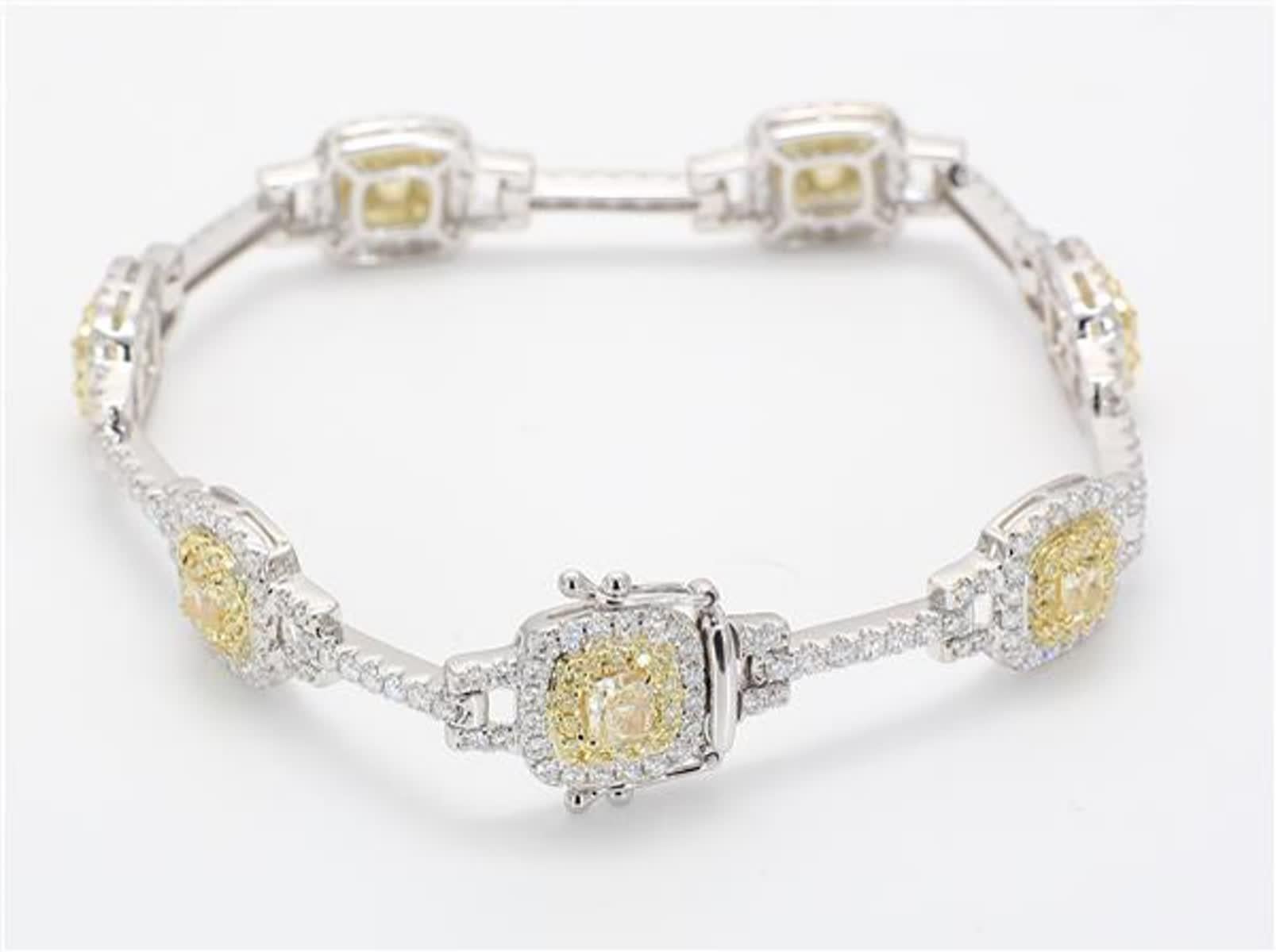 Women's Natural Yellow Radiant and White Diamond 5.48 Carat TW Gold Bracelet